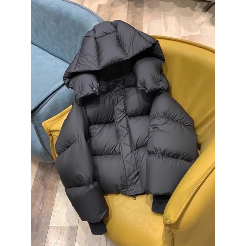 黑色短款羽绒服女2025冬季新款小个子休闲宽松90白鸭绒面包服外套