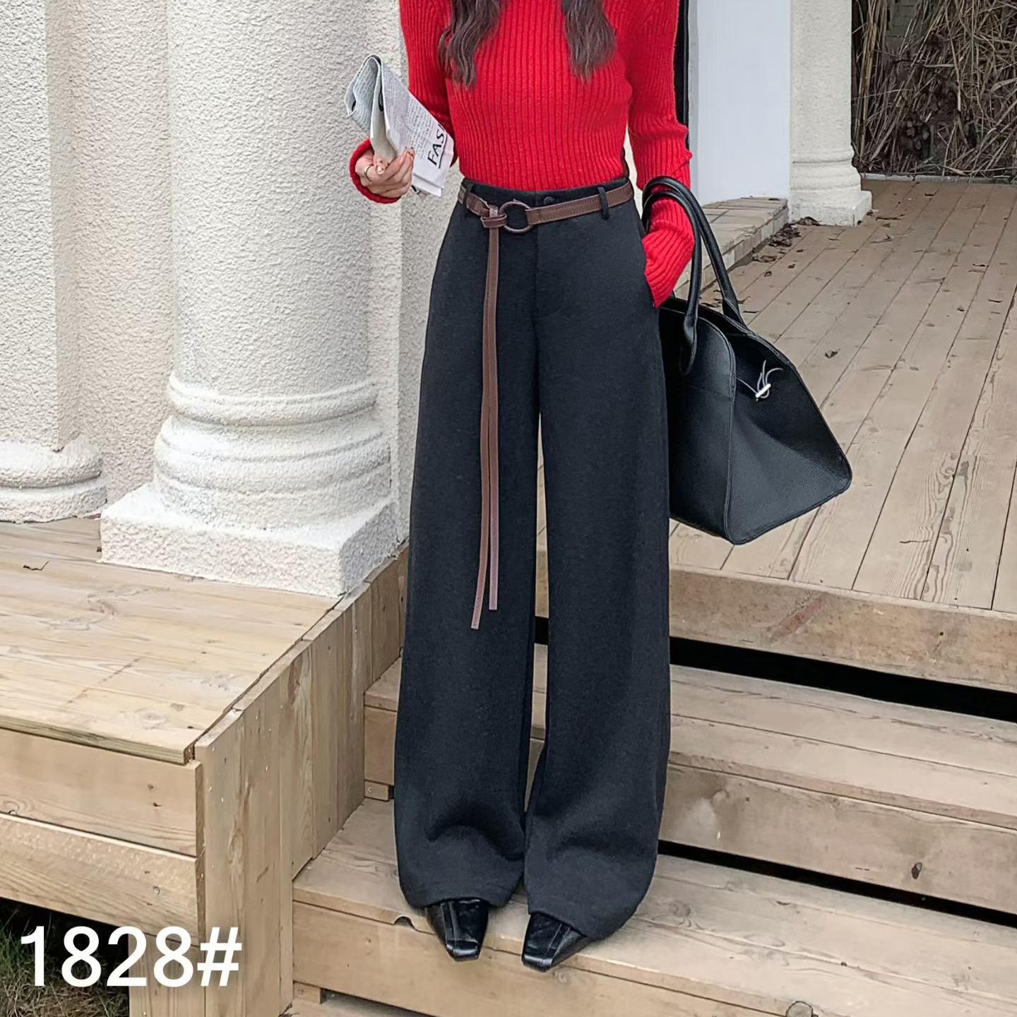 【ZM纵美】超大牌醋酸羊毛加厚遮胯显瘦藏肉阔腿裤带腰带23108