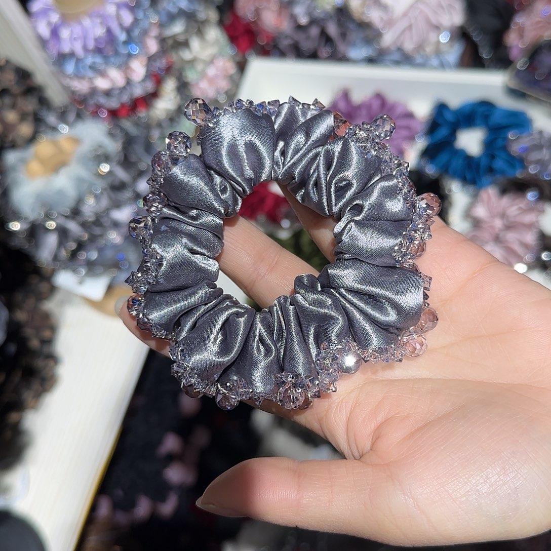 非金属Y11紫色缎面满钻水晶发圈1个