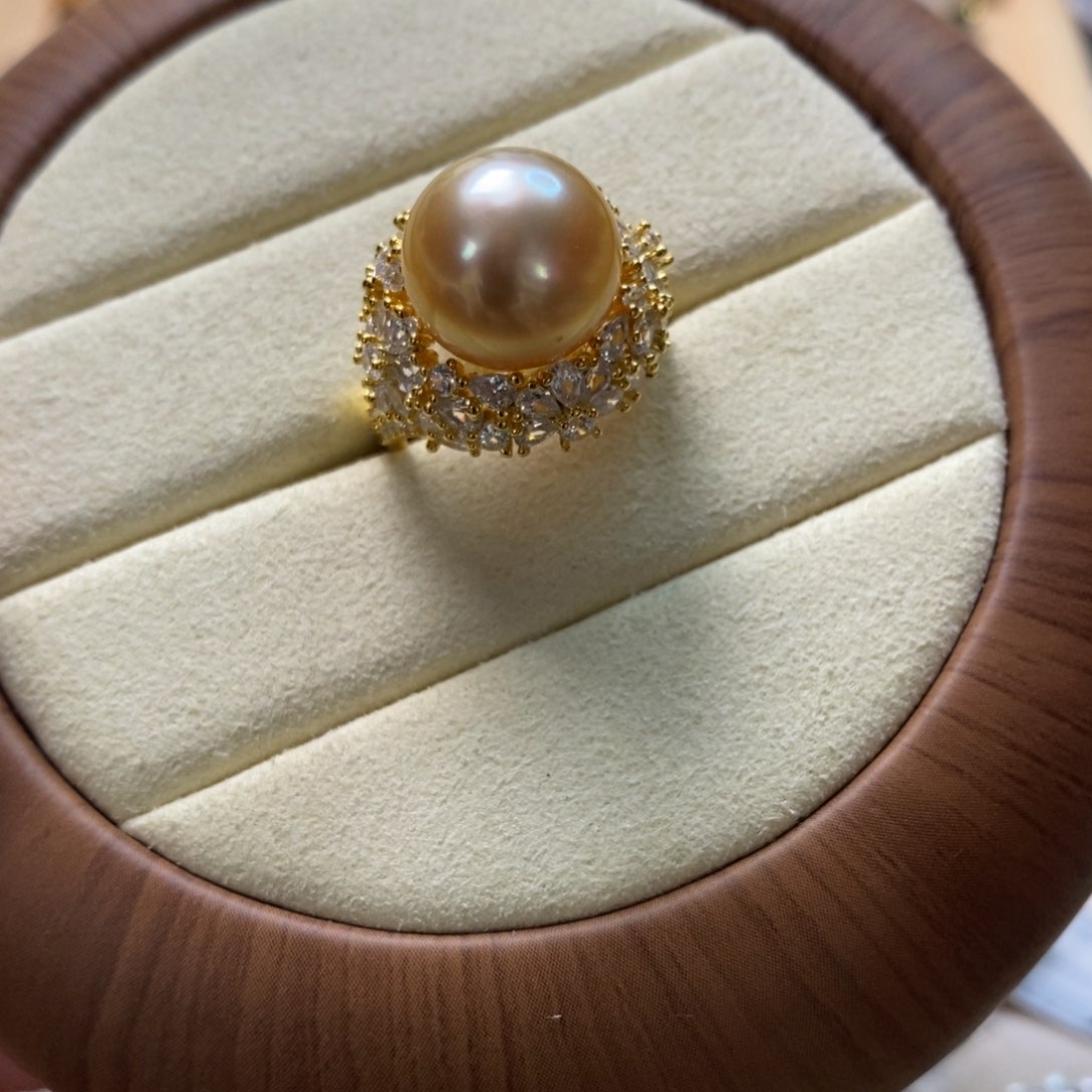 海水珍珠戒圈银S925镶嵌