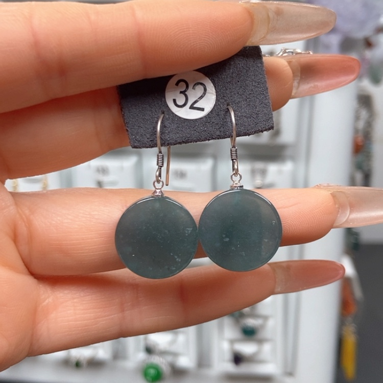 【闪购商品】翡翠耳饰银S925镶嵌耳饰