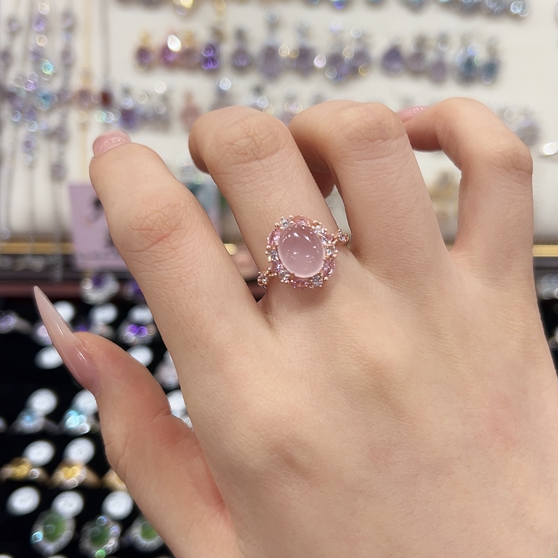 希****芙蓉石银S925镶嵌戒指