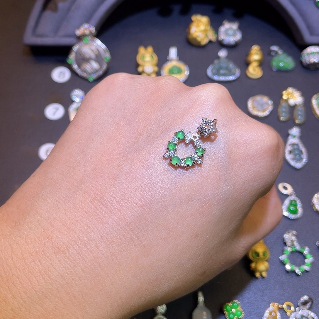 翡翠银S925镶嵌吊坠(不含链)