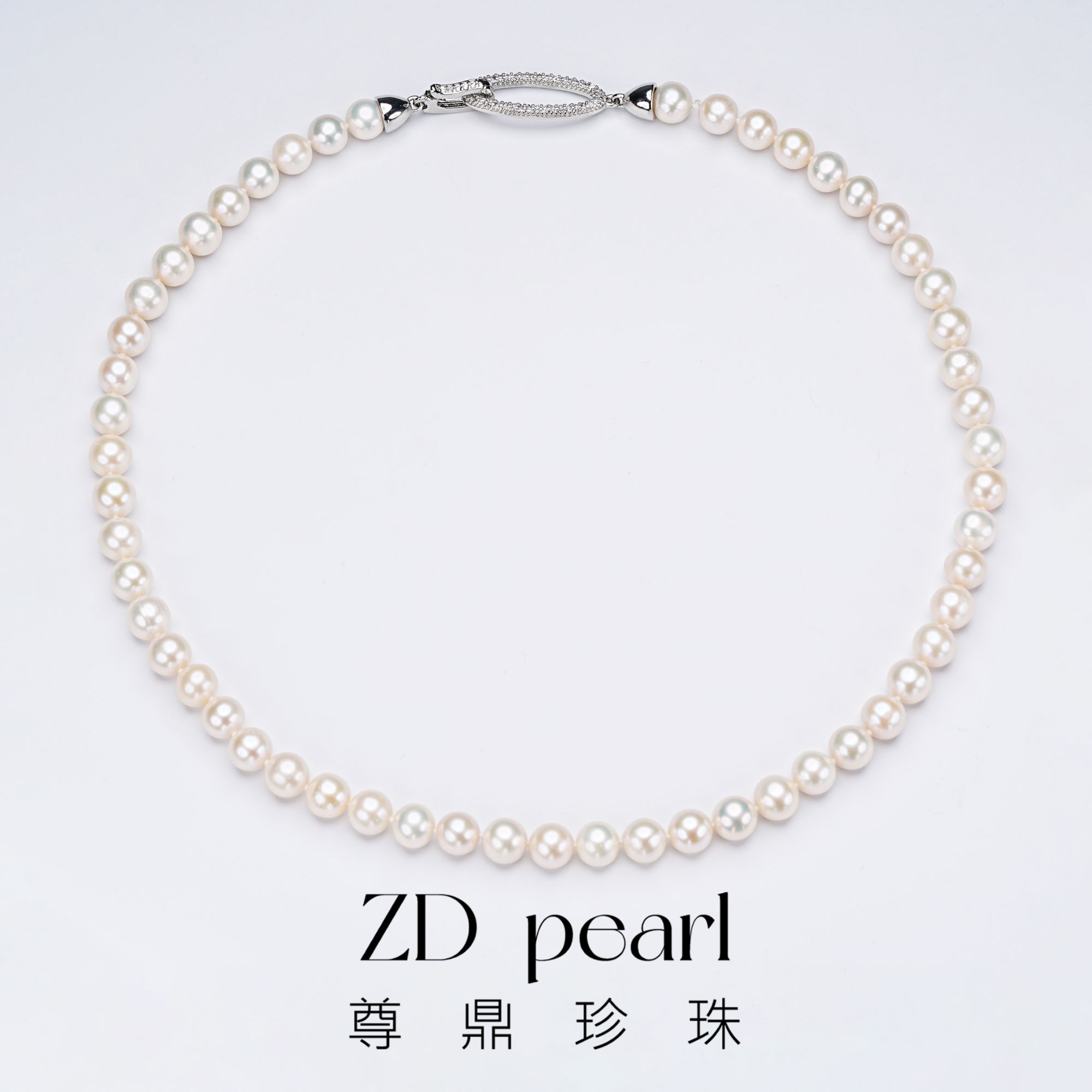 【佳文】尊鼎珍珠-《月汐》合金淡水珍珠项链-7-8mm