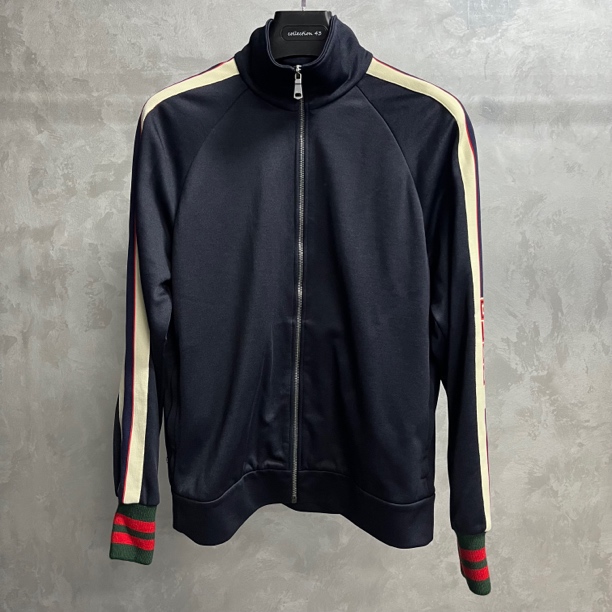 99新 GUCCI/古驰 黑色条纹拉链经典夹克/S码