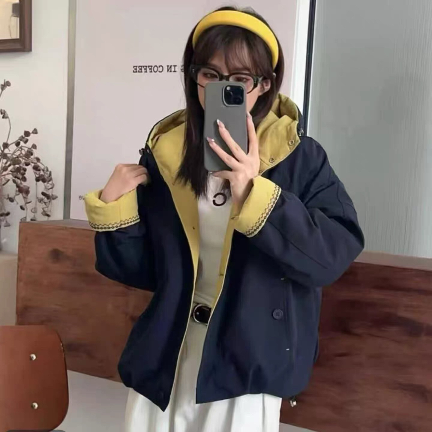 连帽短款棉衣棉服女秋冬新款韩版宽松显瘦上衣休闲刺绣加棉外套潮