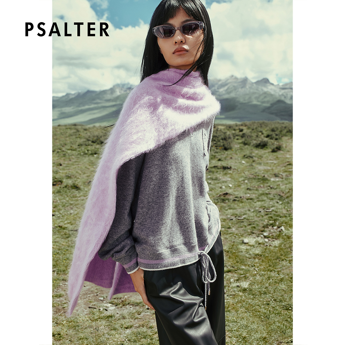 【山羊绒】PSALTER诗篇宽松版撞色V领套头羊绒衫2025冬季新款
