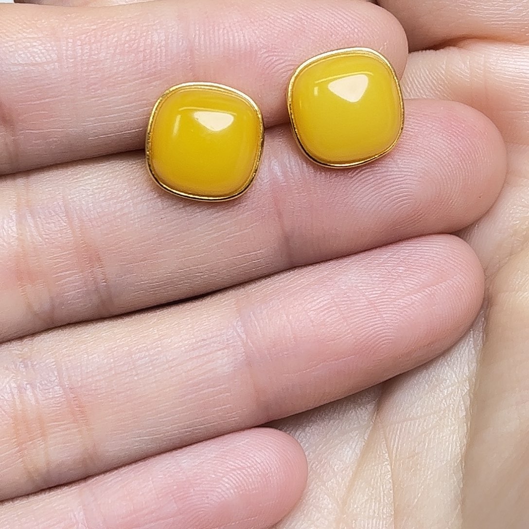 琥珀银S925镶嵌耳饰