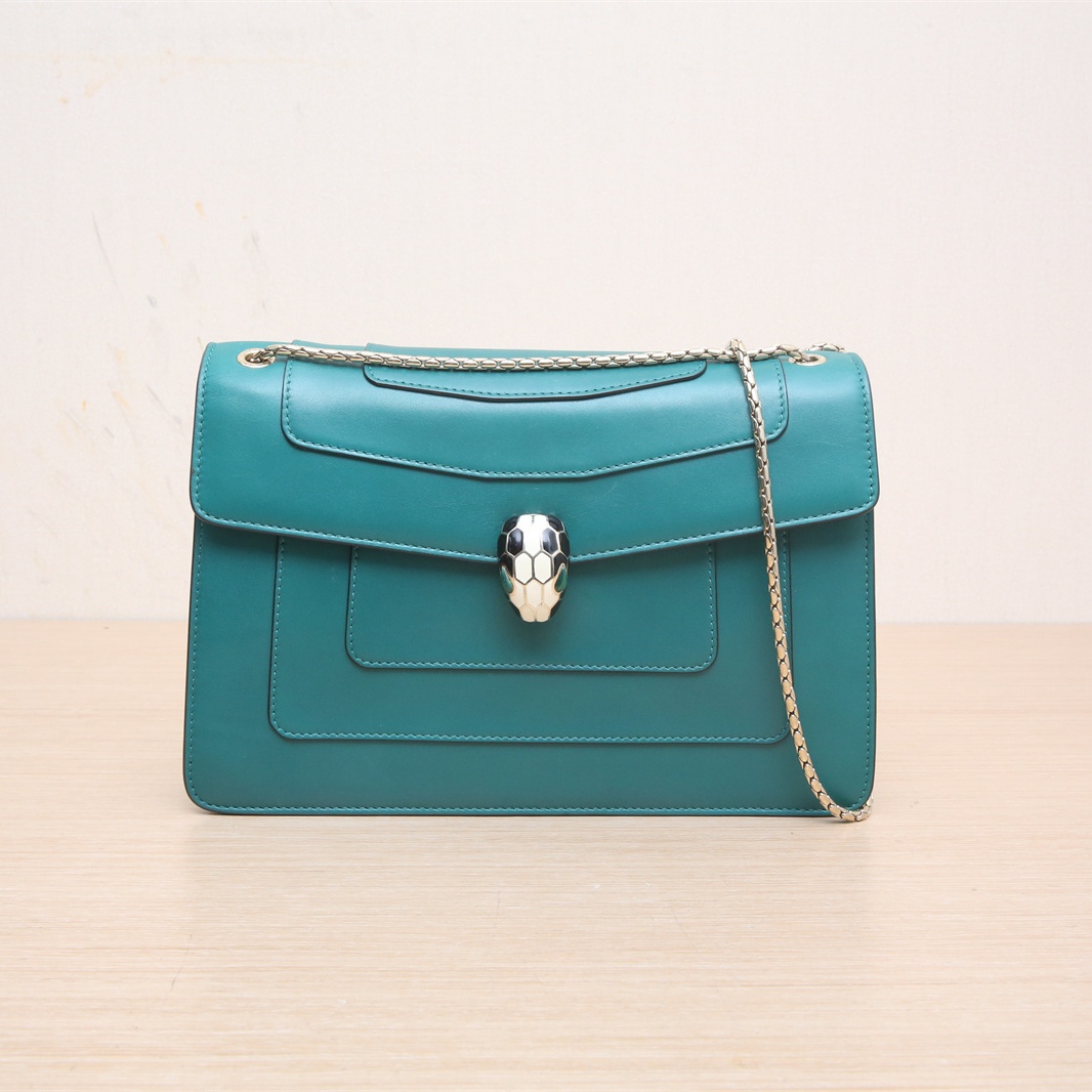 99新 BVLGARI/宝格丽 斜跨包 28 无手柄 绿色 皮革C P254107927