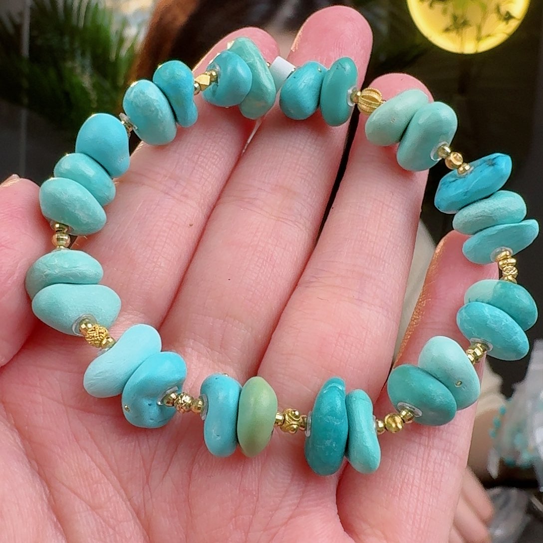 绿松石珠宝奇石18K金镶嵌