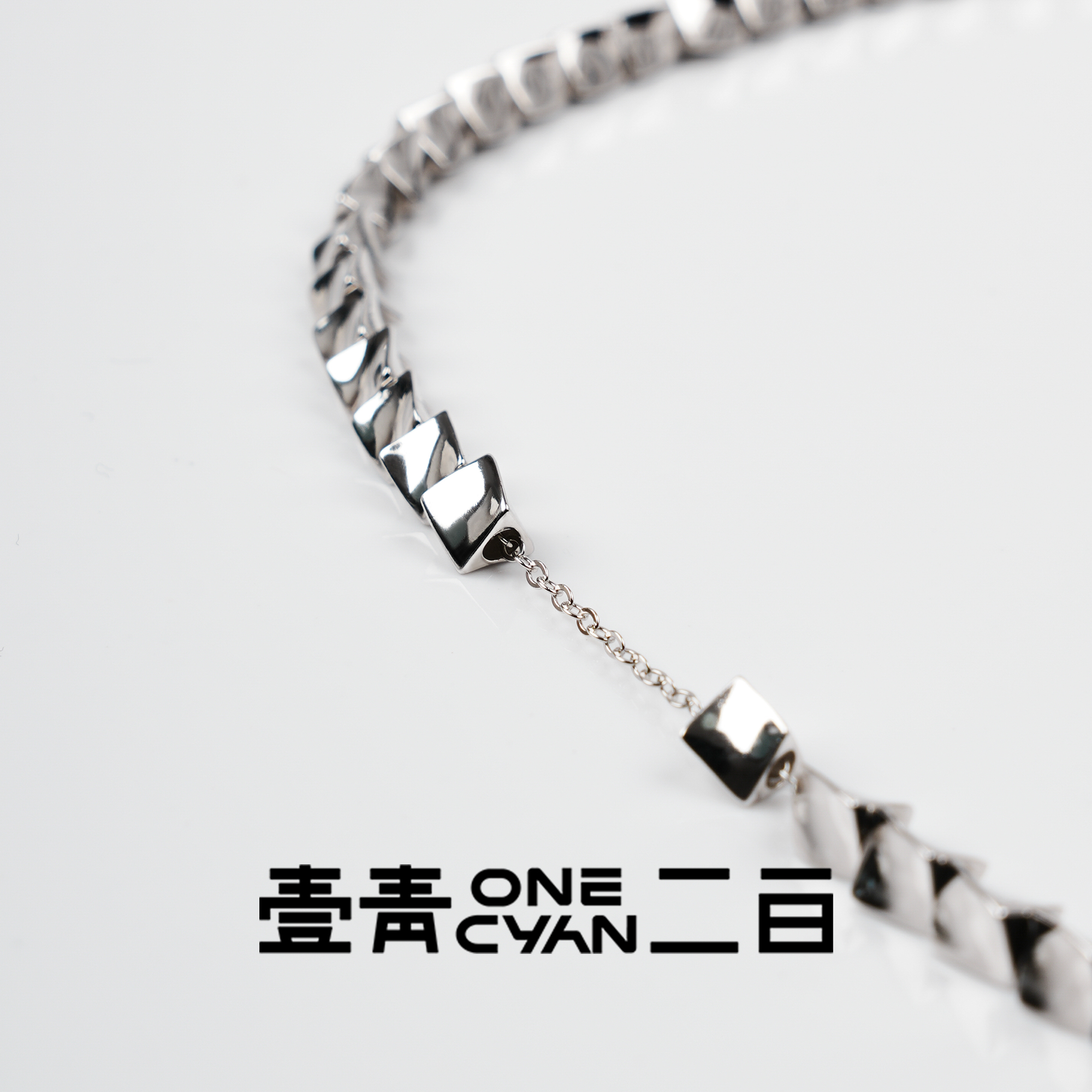 ONECYAN 坠链均925银 《织》纯银三角串珠百搭手工小众重工项链吊坠
