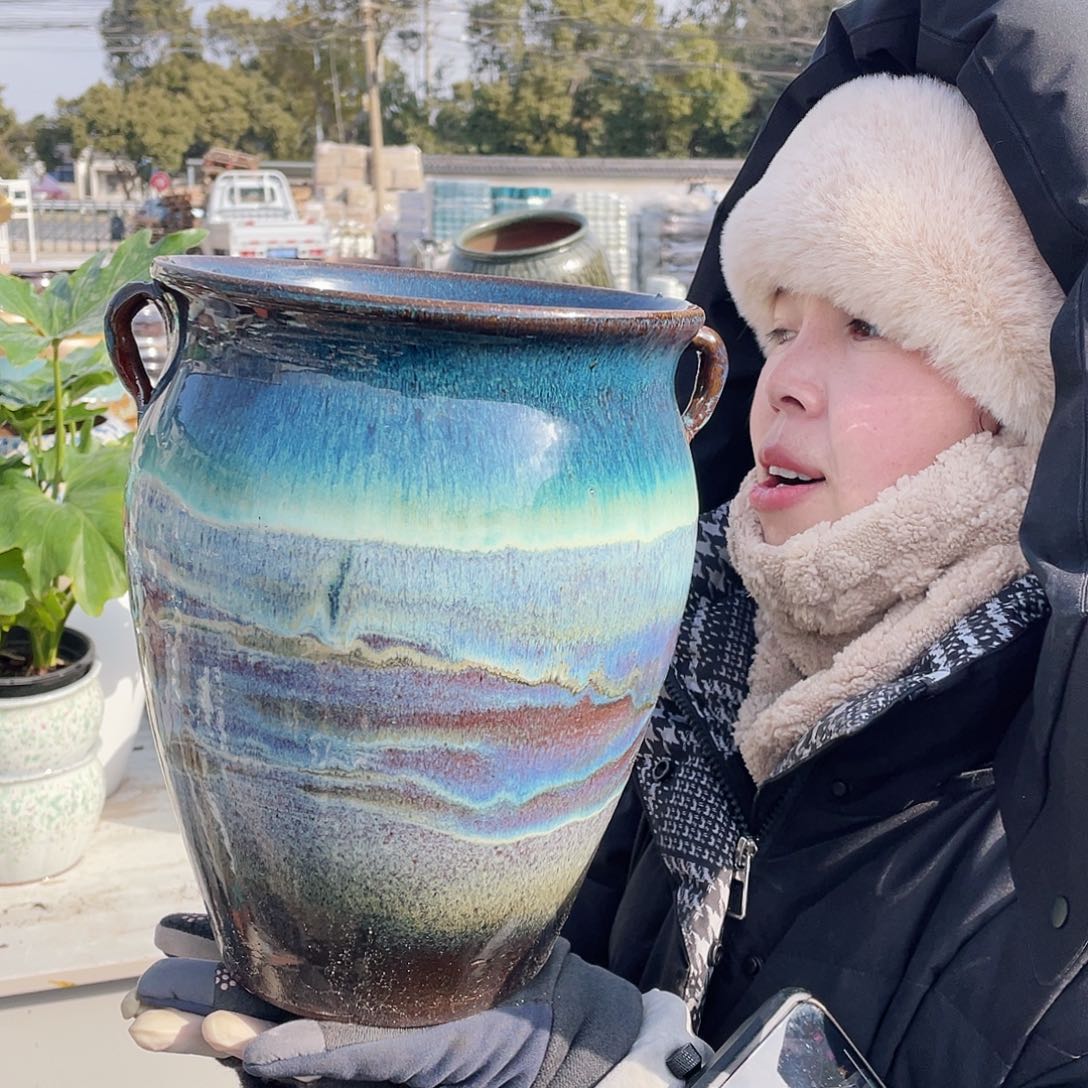 红陶王嫂花盆0207-袁大绿口