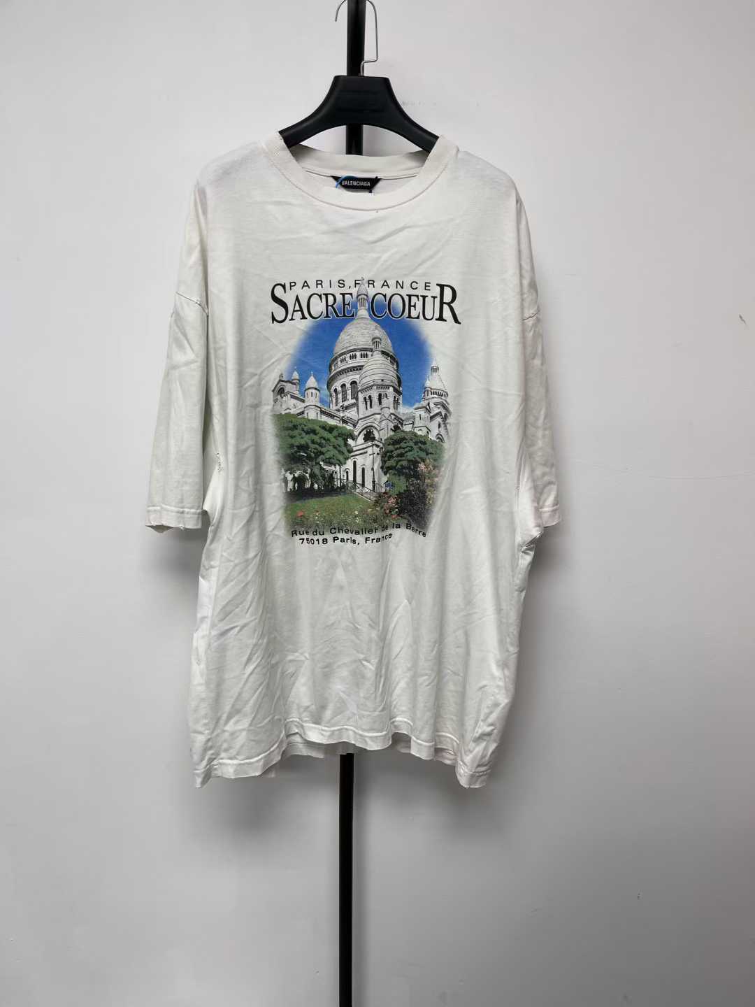 90新 Balenciaga/巴黎世家 建筑字母印花图案圆领宽松短袖 03593
