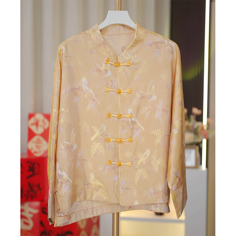 喜上枝头-新宋锦双面织金女显瘦气质高贵上衣外套