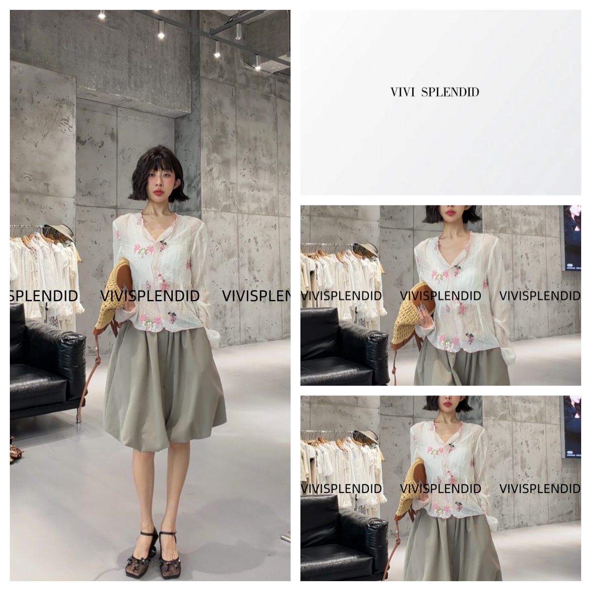 VIVISPLENDID22336#高级感刺绣波边减龄开衫
