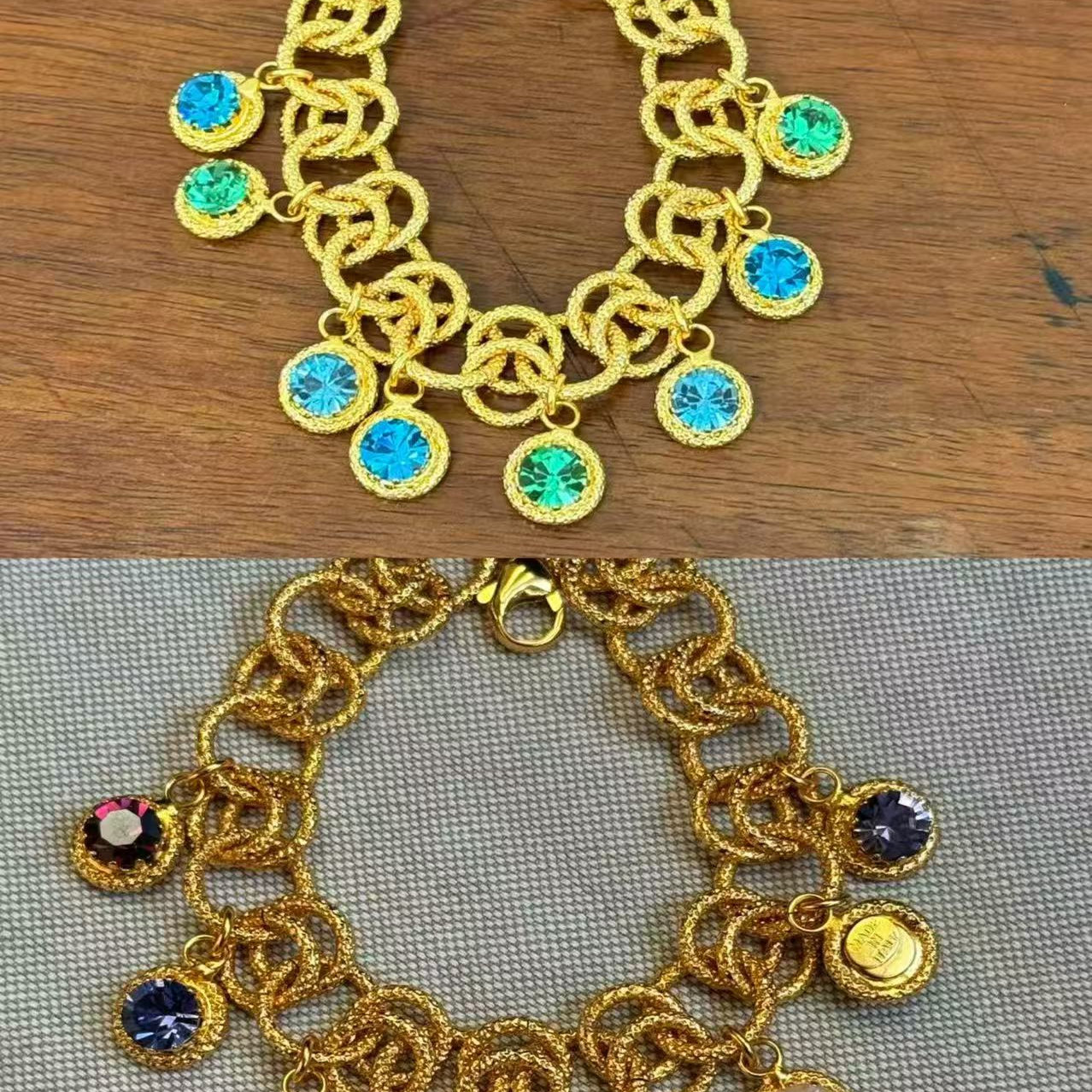 铜合金手链 意大利手工饰品 ML古典圆形水晶镶嵌环扣手链