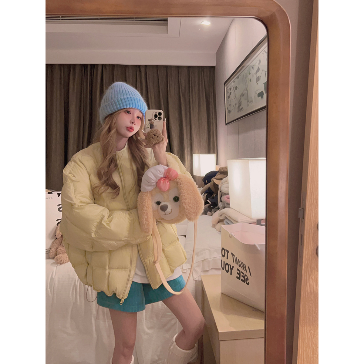 Yukiss直播 云朵方格！显白好搭配！羽绒服 云朵方格羽绒服A5038