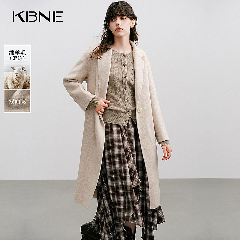 KBNE双面呢羊毛大衣爆款2025秋冬新款经典中长款毛呢外套韩系大衣