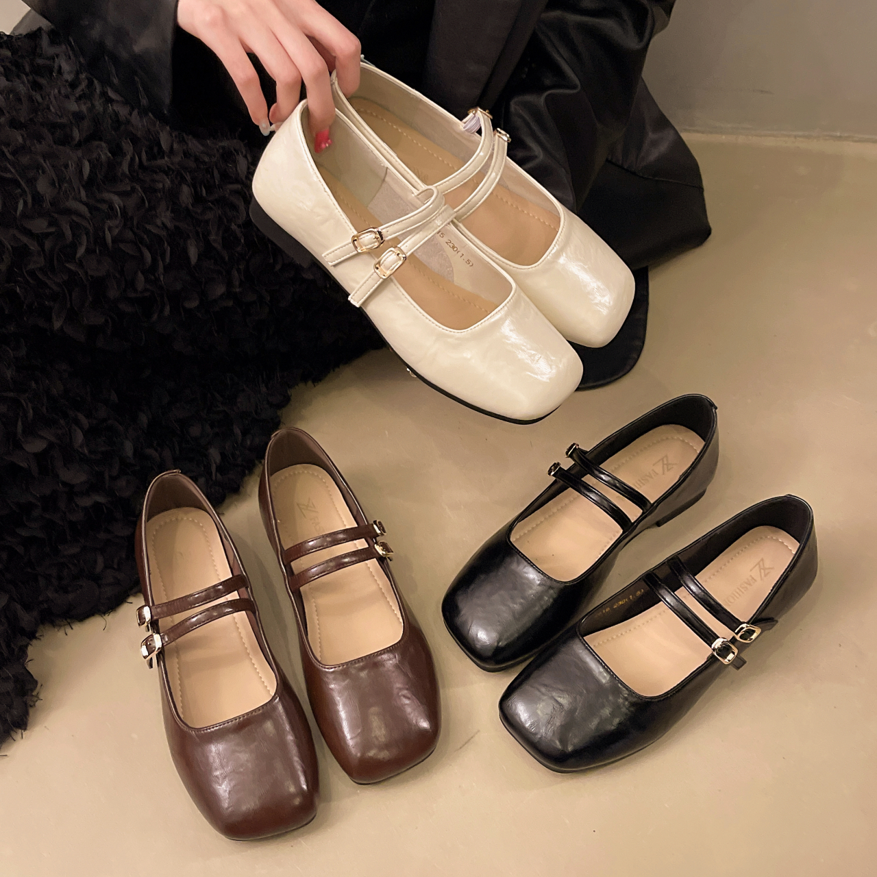 韩版玛丽珍鞋粗跟防滑方头单鞋平底2025年春季新款复古英伦风