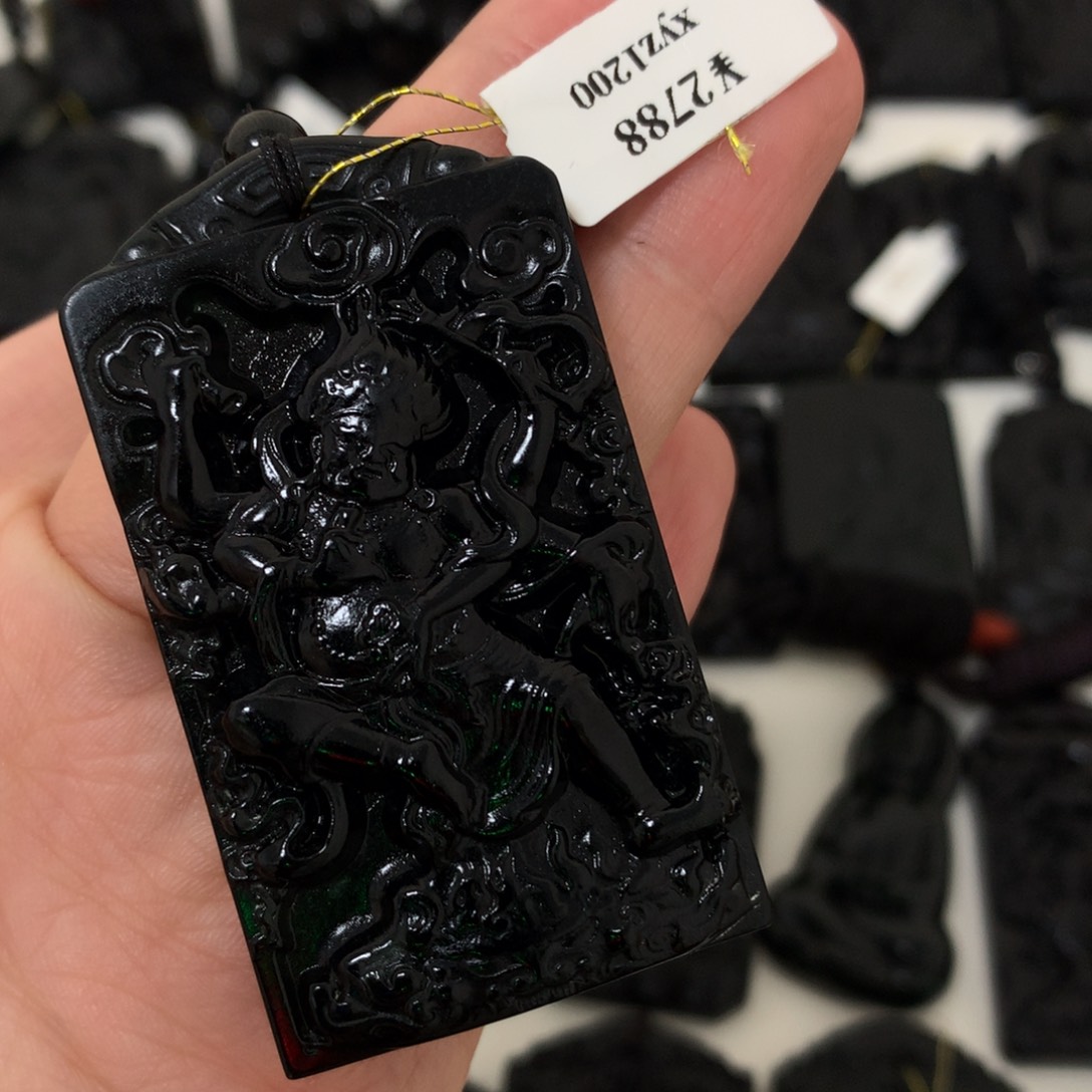 天然缅甸a货钢琴黑挂件