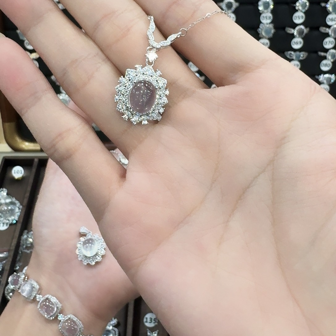 芙蓉石手链银S925镶嵌小***菇