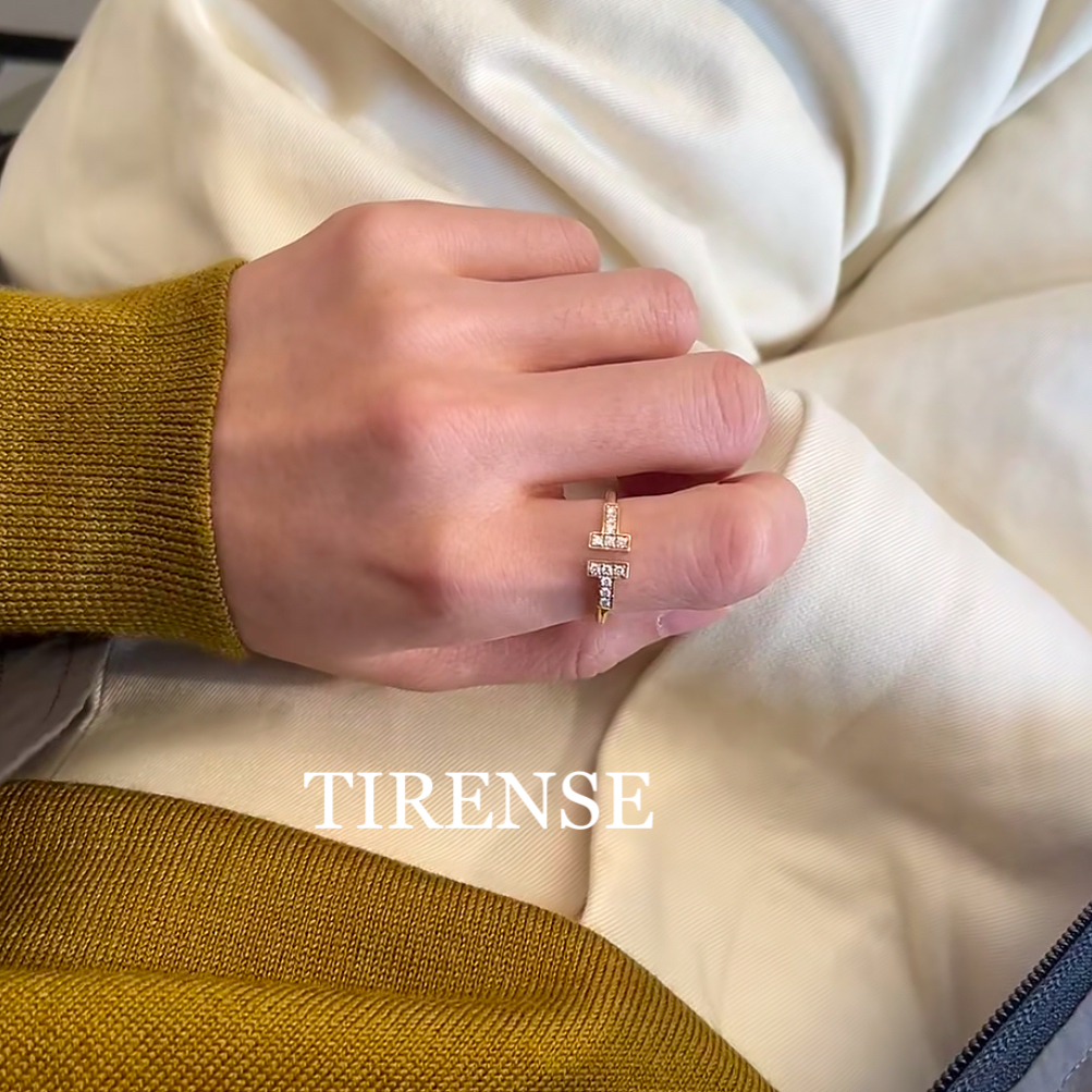 合金戒指 高定精工版 满钻双T活口轻奢大牌戒指