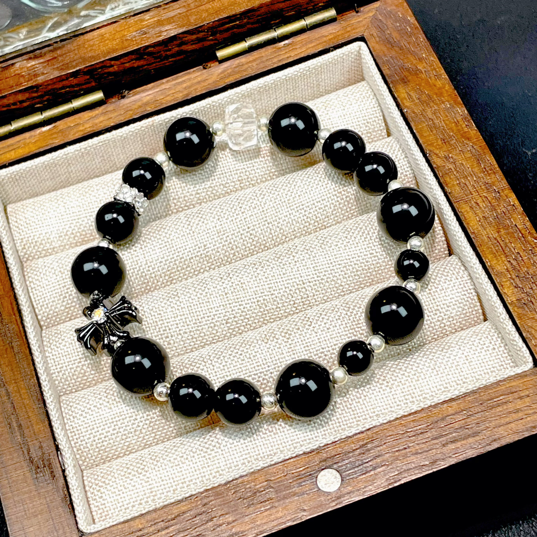 「黑金武士」轻奢时尚简约黑曜石手串女士手链