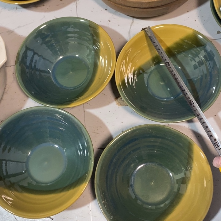 瓷片五厂三色斗笠大碗四个