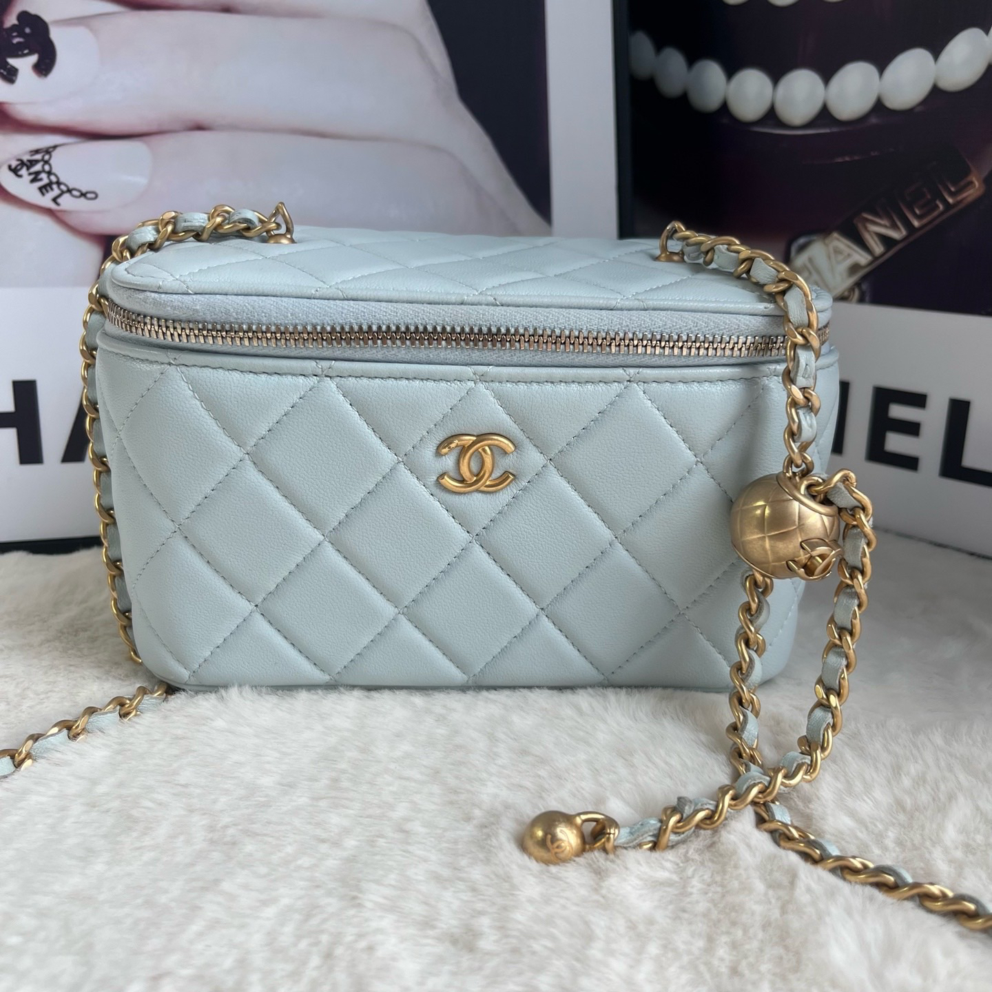 99新 Chanel/香奈儿 淡蓝色金球长盒子（25年5月芯片全套）