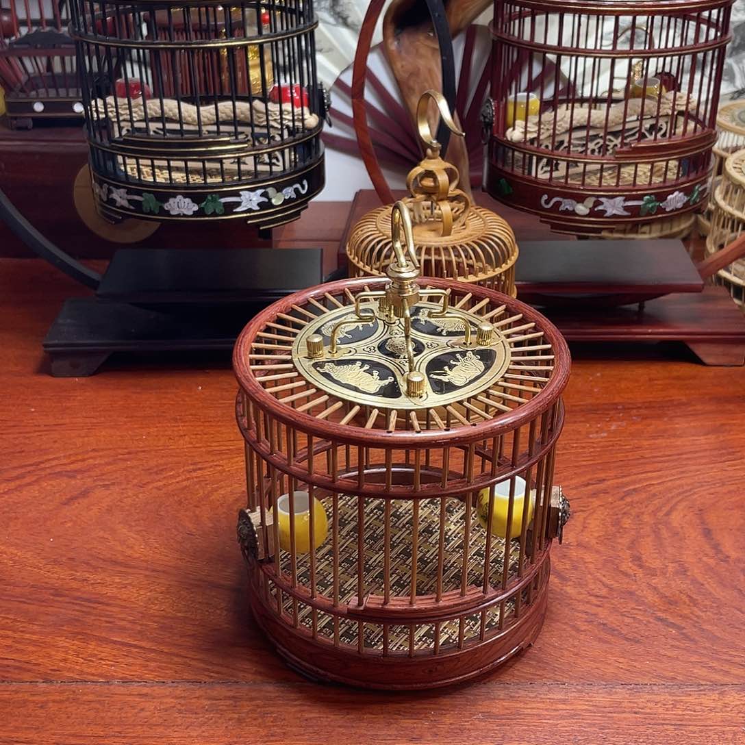 大叶黄花梨十三太保蝈蝈笼黄碗