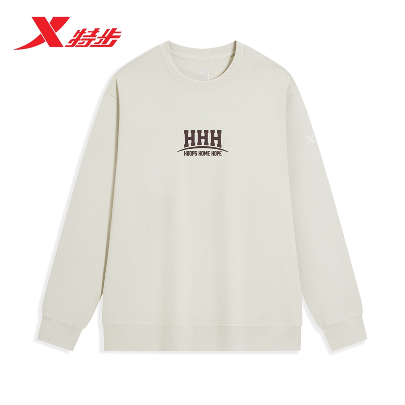 XTEP/特步HHH套头运动休闲宽松圆领长袖印花男卫衣974129920246