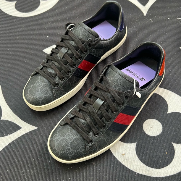 95新 GUCCI/古驰 暗纹老花板鞋39.5欧码zzg176