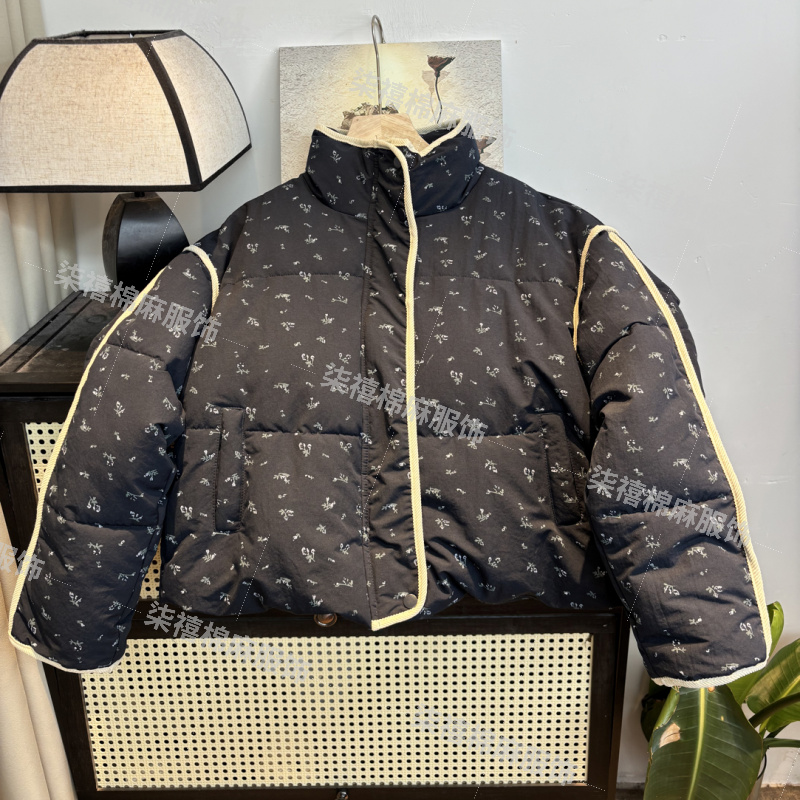 染禧  2025韩系碎花立领棉服女2025冬季新款宽松显瘦减龄外套