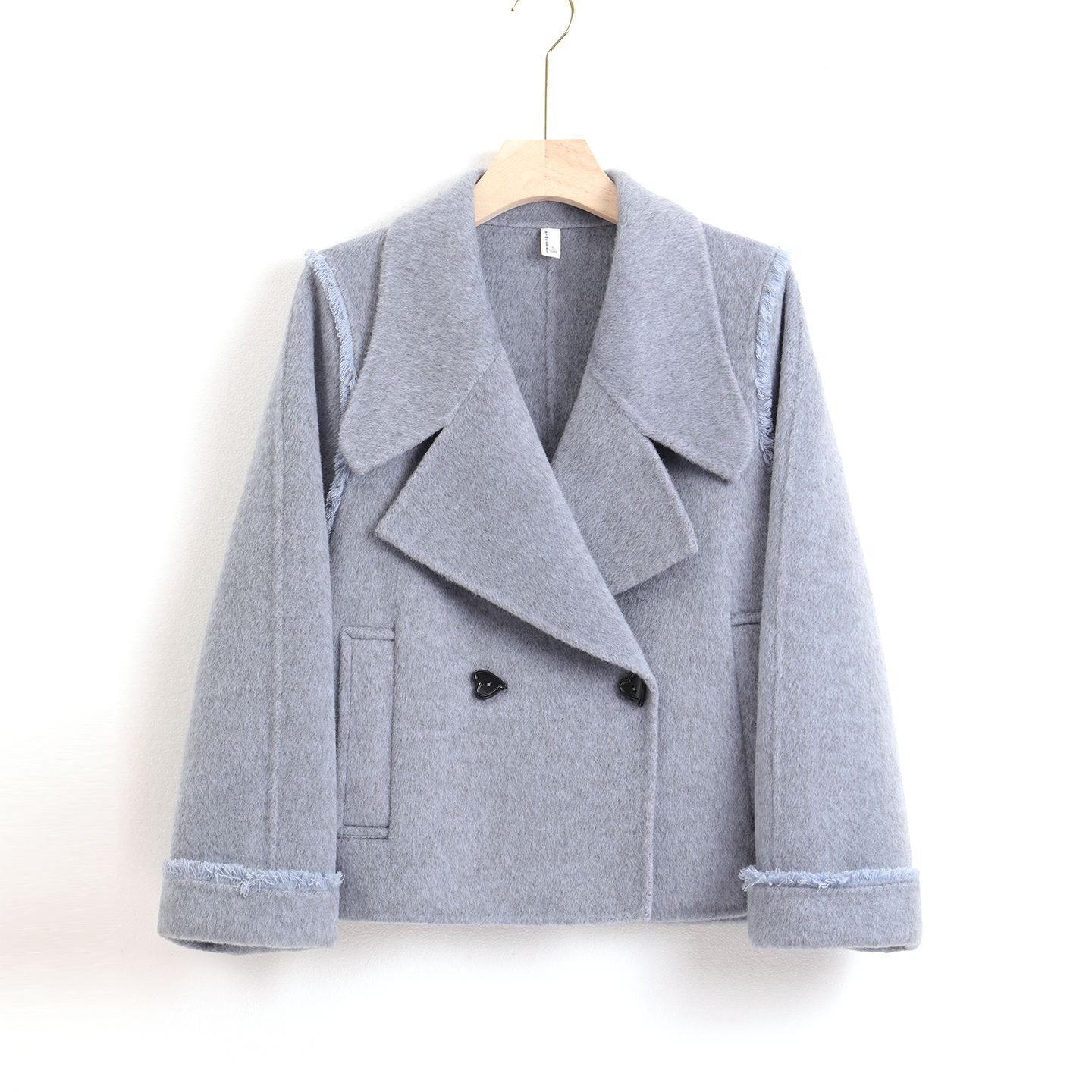 (徐琼专属)100%高支羊毛 减龄宽松爱心扣毛呢大衣女2025新款外套