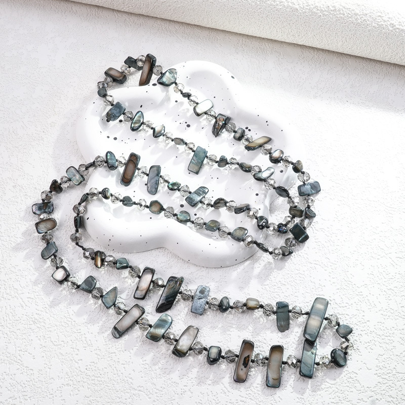 铜合金合成锆石项链 铜合金合成立方氧化锆2121挂脖长款链条黑色