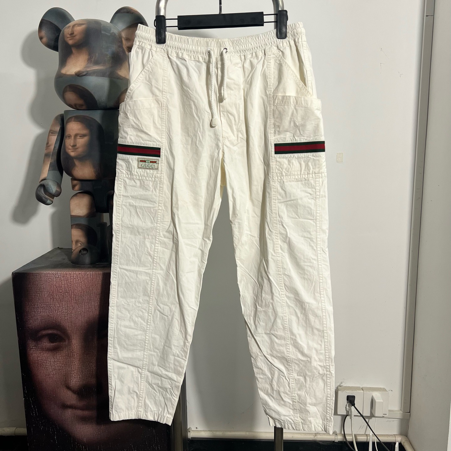 99新 GUCCI/古驰 白色条纹长裤尺码：48 裤长99 腰围40
