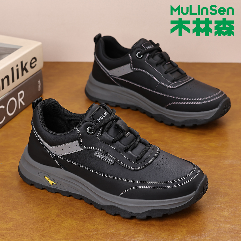 木林森男士户外休闲鞋百搭新款软面皮鞋爆款时尚透气运动男鞋