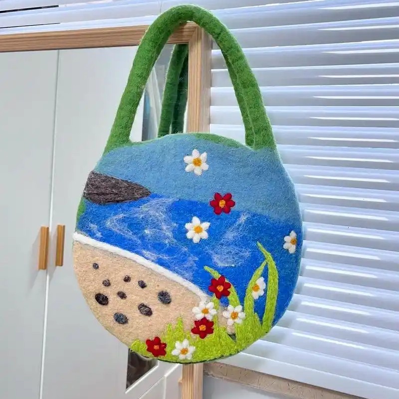 尼泊尔手工羊毛粘包包 