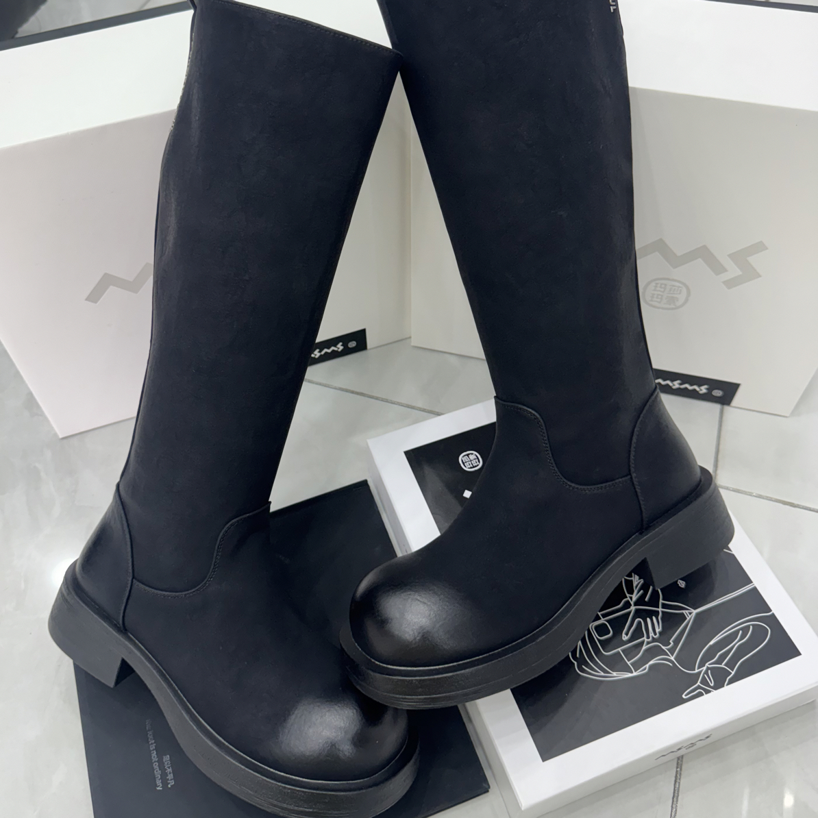 玛莎玛索510-32时尚百搭圆头长靴