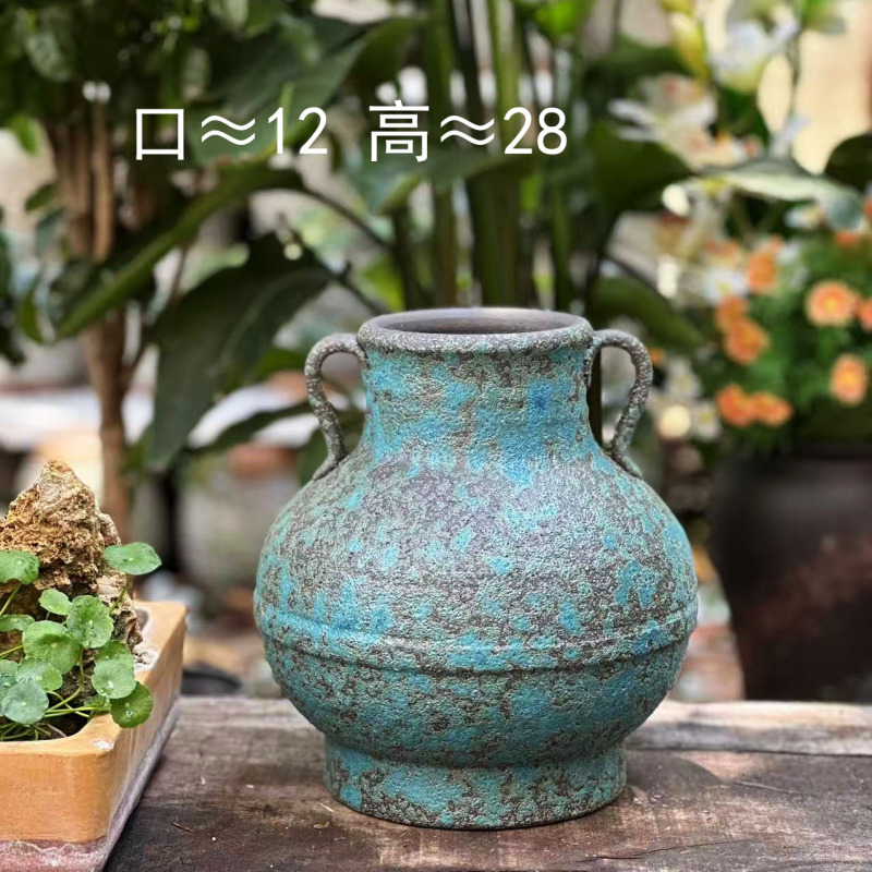 宜兴花盆 精品柴烧制作 双耳青铜器 精品 1个