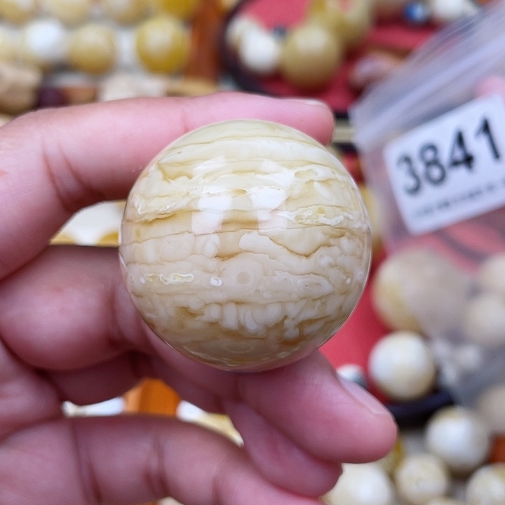 蜜蜡未镶嵌珠宝奇石小坑粉38.2虎皮