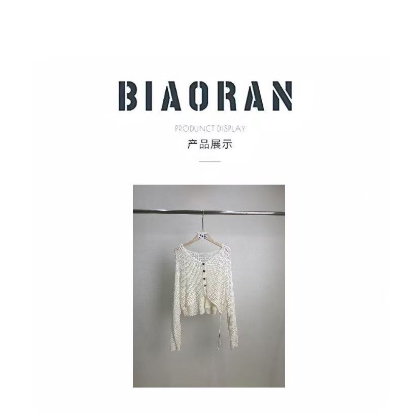 BIAORAN/标冉2025春季新款休闲时尚V领镂空针织两件套4498