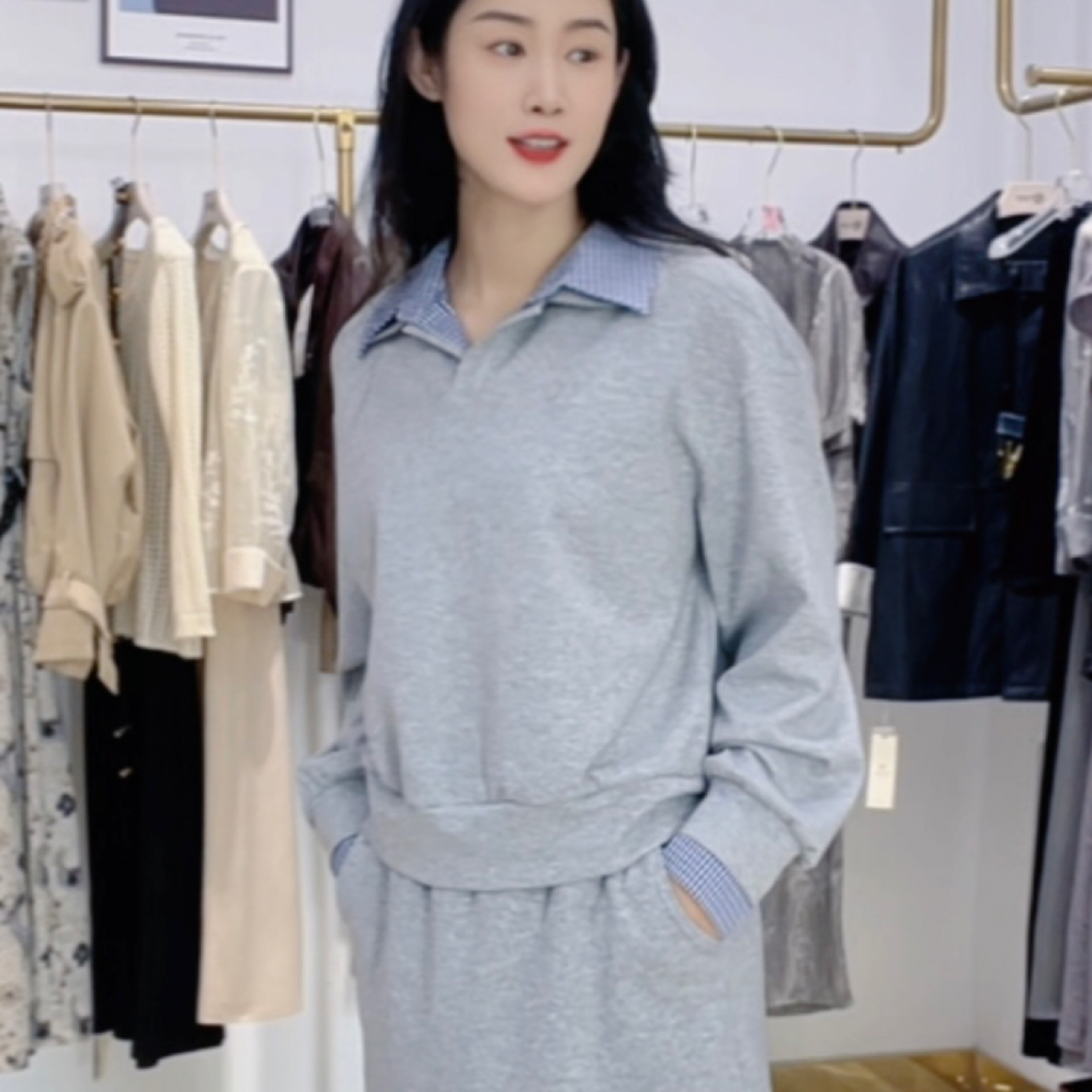 假两件棒球服卫衣上衣套裙装时尚秋季