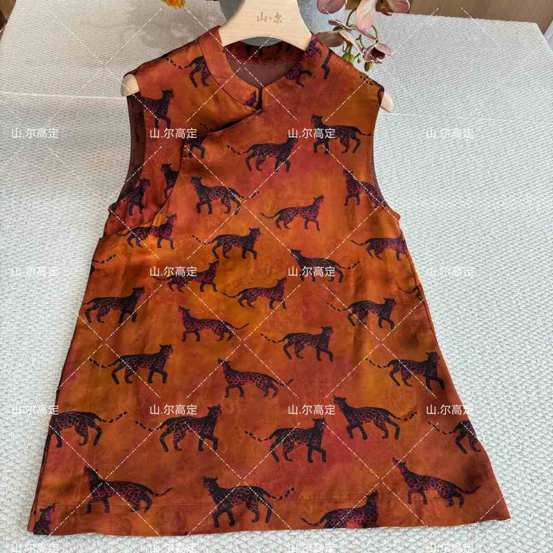 山.尔【金钱豹】100桑蚕丝香云纱无袖上衣