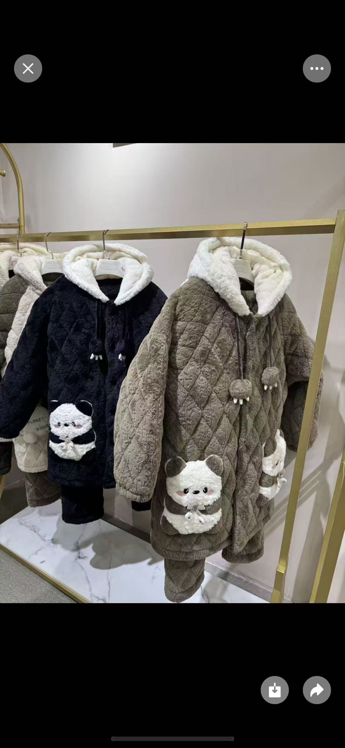 817款咖熊猫女士保暖冬季加厚家居服套装