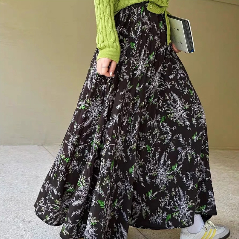 印花大裙摆百搭显瘦遮肚半身裙女报国  PX1-76