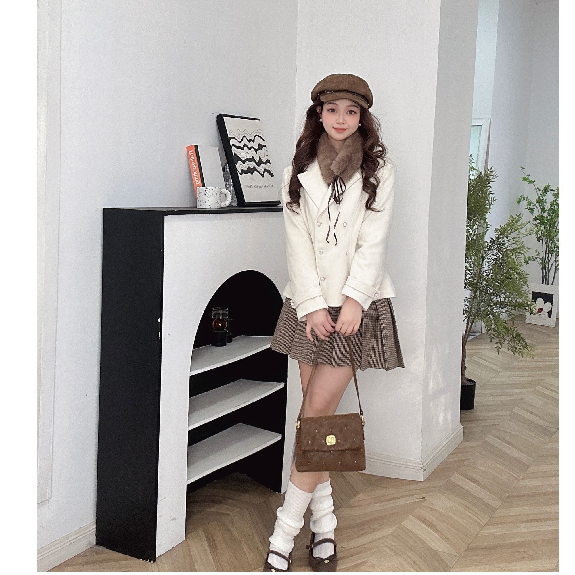 IEF/爱依服【微胖】2025冬新款韩版温柔风时尚夹棉加厚外套套装