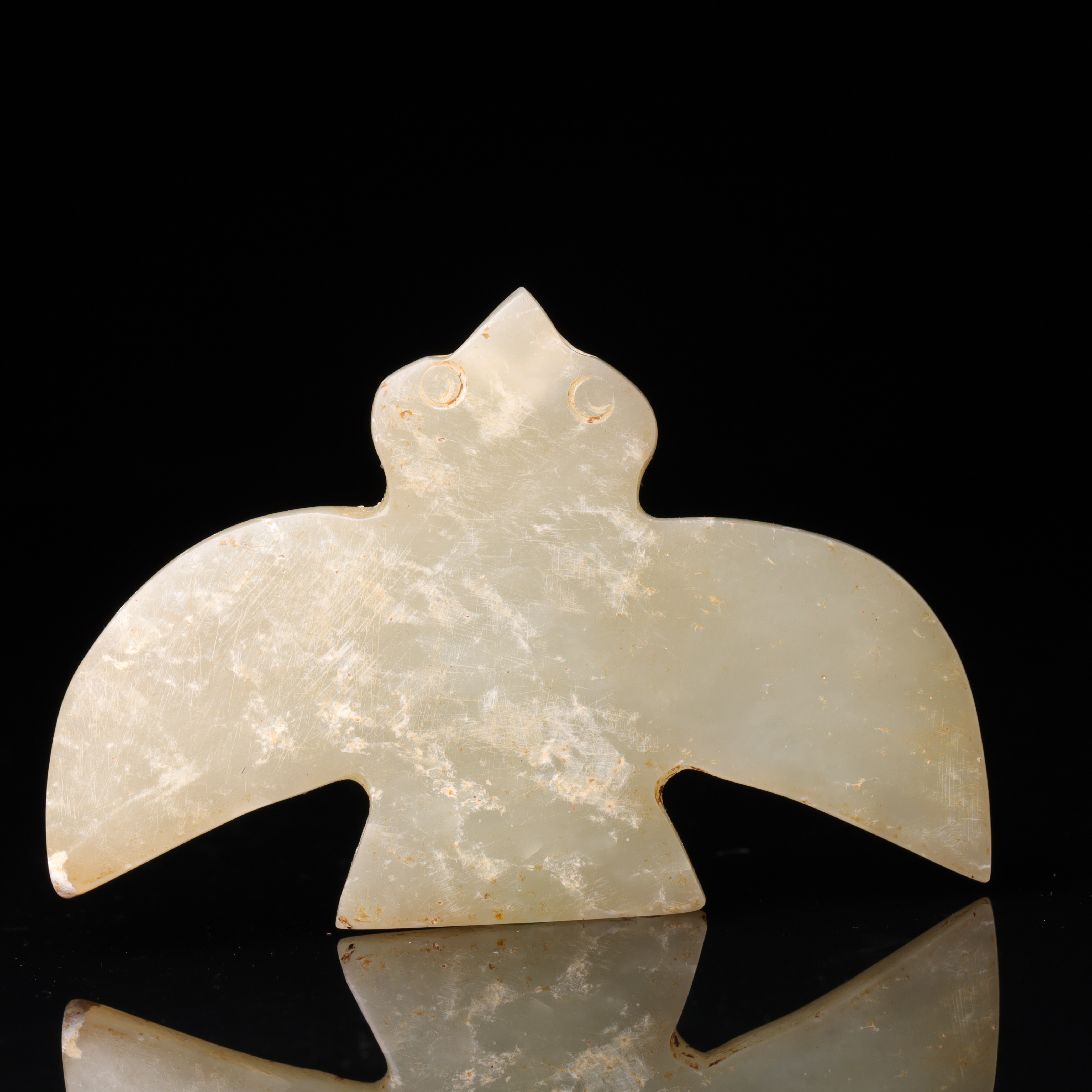 明代河磨玉玉枭花件-CS