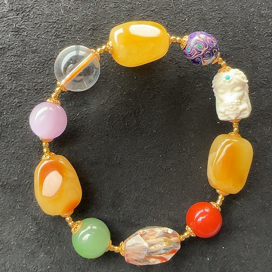 新款蜜蜡多宝随形手串（多样性发货）