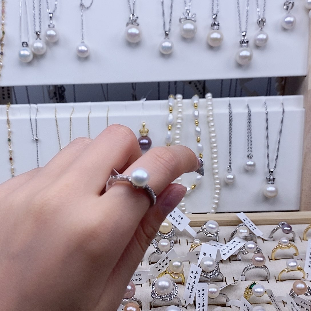 戒指银S925镶嵌淡水珍珠